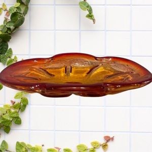 Amberina Glass Dish, Oval, Fluted Edges, Murano-Style, MCM and Beautiful